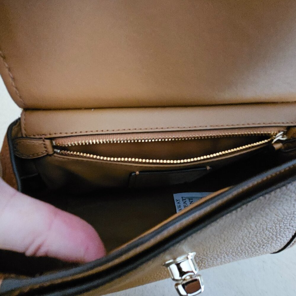 RARE NWOT COACH PEBBLED LEATHER SUEDE TAN TURNLOCK SHOULDER HANDBAG BAG TOTE - Picture 13 of 16